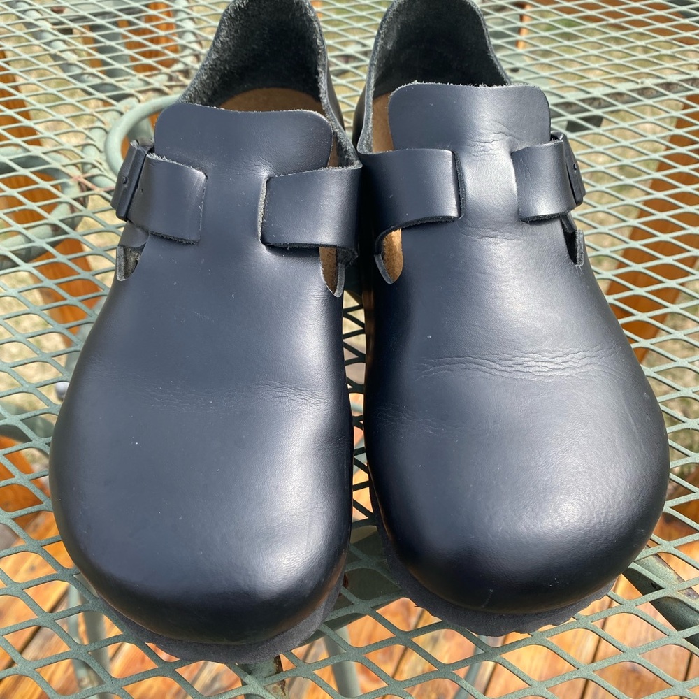 Black Birkenstock Leather Slip-On Shoes 38